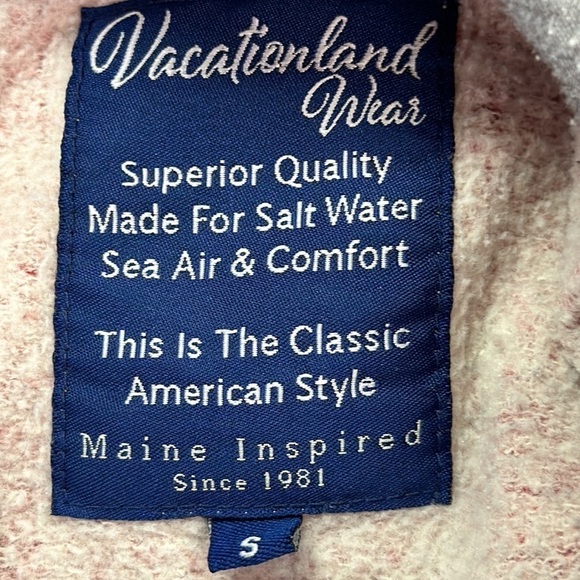 Vacationland Wear Graphic Hooded Sweatshirt Heathered Red w Kangaroo Pocket S - Picture 8 of 13